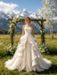 Sparkly Pleats Sleeveless Organza A-Line Floor Length Wedding Dresses, WD0387