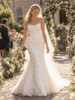 Luxury Strapless 3D Floral Lace Appliques Mermaid Bridal Wedding Gown, WD0405