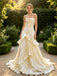 Beautiful Ruffles Pleats Sleeveless Satin A-Line Floor Length Long Wedding Dresses, WD0369