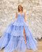 Elegant V-neck Sleeveless Side slit A-line Long Prom Dress,PDS1086