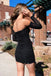 Sexy Black Off shoulder Sheath Short Mini Homecoming Dress,  HDS0161