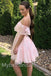 Pink Off shoulder Sleeveless A-line Short Mini Homecoming Dress,  HDS0102