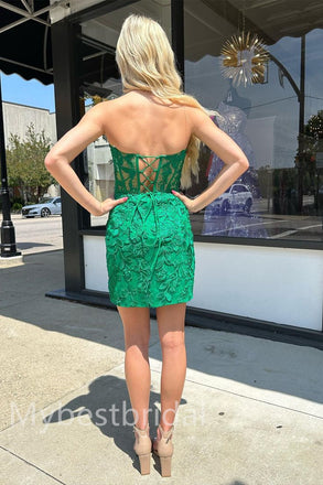 Elegant Strapless Sleeveless Sheath Short Mini Homecoming Dress,  HDS0133