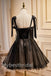 Black Square Sleeveless A-line Short Mini Homecoming Dress,  HDS0113