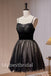 Black V-neck Sleeveless A-line Short Mini Homecoming Dress,  HDS0115