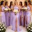 Elegant Soft Satin One Shoulder Strapless Side-Slit Mermaid Bridesmaid Dresses, BDS0401