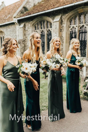 Mismatched Elegant Sleeveless V-neck A-line Bridesmaid Dressess, BDS0318