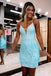 Sequin Sexy V-neck Sleeveless Sheath Short Mini Homecoming Dress,  HDS0141