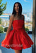 Red Elegant Strapless Square A-line Short Mini Homecoming Dress,  HDS0135