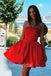 Red Elegant Strapless Square A-line Short Mini Homecoming Dress,  HDS0135