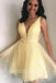 Elegant V-neck Sleeveless A-line Short Mini Homecoming Dress,  HDS0150