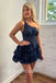 Sexy One shoulder Sleeveless A-line Short Mini Homecoming Dress,  HDS0143
