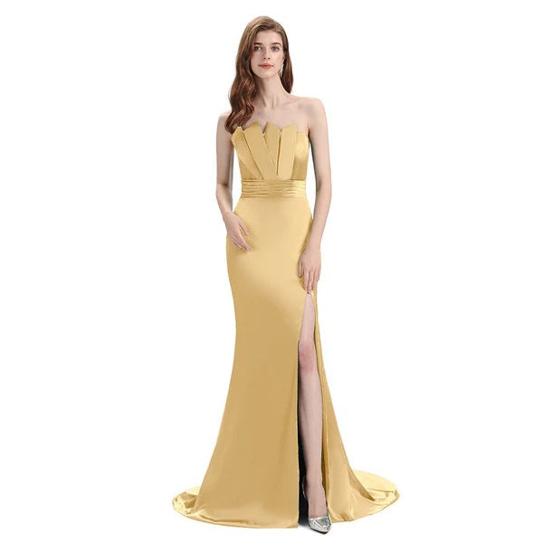 Daffodil Mismatch Sleeveless Side Slit Mermaid Bridesmaid Dressess, BDS0392