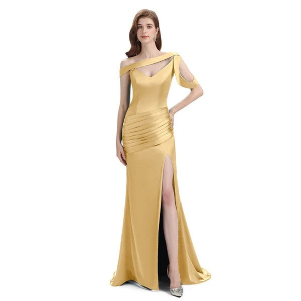Daffodil Mismatch Sleeveless Side Slit Mermaid Bridesmaid Dressess, BDS0392