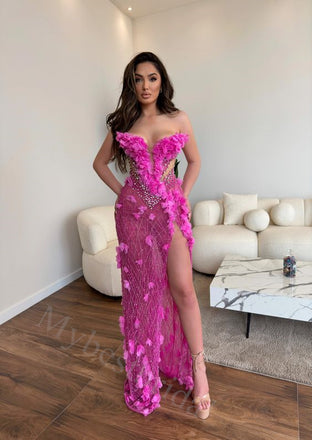 Sexy Deep V-neck Sleeveless Side slit Mermaid Long Prom Dress,PDS1136