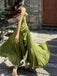Elegant Square Sleeveless A-line Side slit Long Floor Length Prom Dress,PDS11456