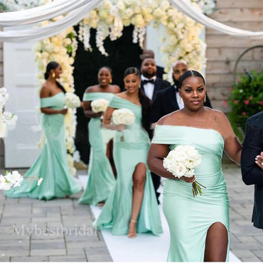 Sexy One shoulder Sleeveless Mermaid Bridesmaid Dressess, BDS0348