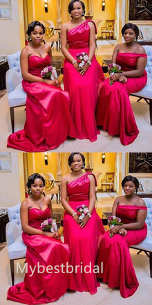Mismatched Elegant One shoulder Sleeveless Sheath Bridesmaid Dressess, BDS0323