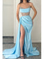 Sexy Strapless Sleeveless Side Slit Mermaid Long Prom Dress,PDS11528