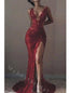 Sexy V-neck Side Slit Sleeveless Mermaid Long Prom Dress,PDS11509