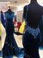 Sexy V-neck Sleeveless Spaghetti Straps Mermaid Long Prom Dress,PDS11513