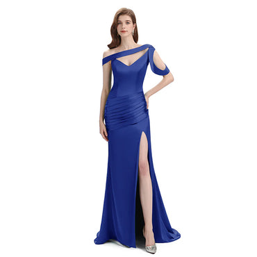 Royal Blue Mismatch Sleeveless Side Slit Mermaid Bridesmaid Dressess, BDS0397