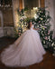 Courtly Style Puff Sleeve Pleating Sequins Tulle Ball Gown Wedding Dresses, WDY0339