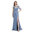 Slate-Blue Mismatch Sleeveless Side Slit Mermaid Bridesmaid Dressess, BDS0399