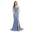 Slate-Blue Mismatch Sleeveless Side Slit Mermaid Bridesmaid Dressess, BDS0399