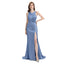 Slate-Blue Mismatch Sleeveless Side Slit Mermaid Bridesmaid Dressess, BDS0399