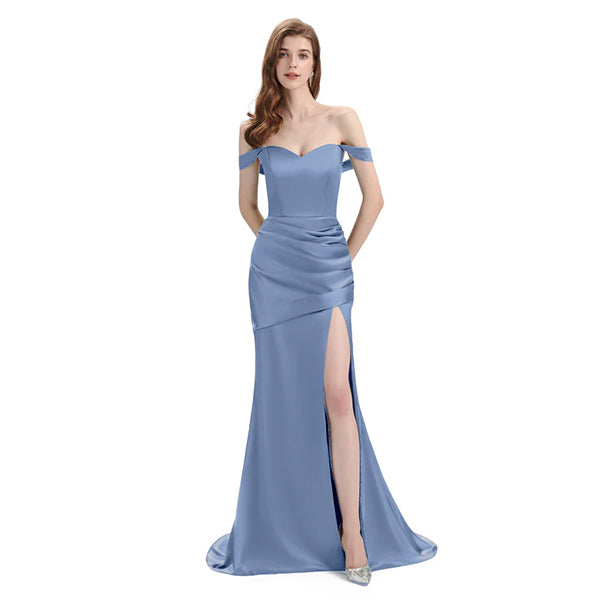 Slate-Blue Mismatch Sleeveless Side Slit Mermaid Bridesmaid Dressess, BDS0399