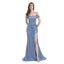 Slate-Blue Mismatch Sleeveless Side Slit Mermaid Bridesmaid Dressess, BDS0399