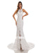 Lvory Lace Sleeveless Mermaid Applique Side slit Wedding Dresses, WDY0181