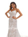 Champagne Mermaid Spaghetti Straps Handmade Lace Wedding Dressess, WDY0182