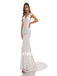 Ivory Mermaid V-Neck Backless Handmade Lace Wedding Dresses, WDY0184