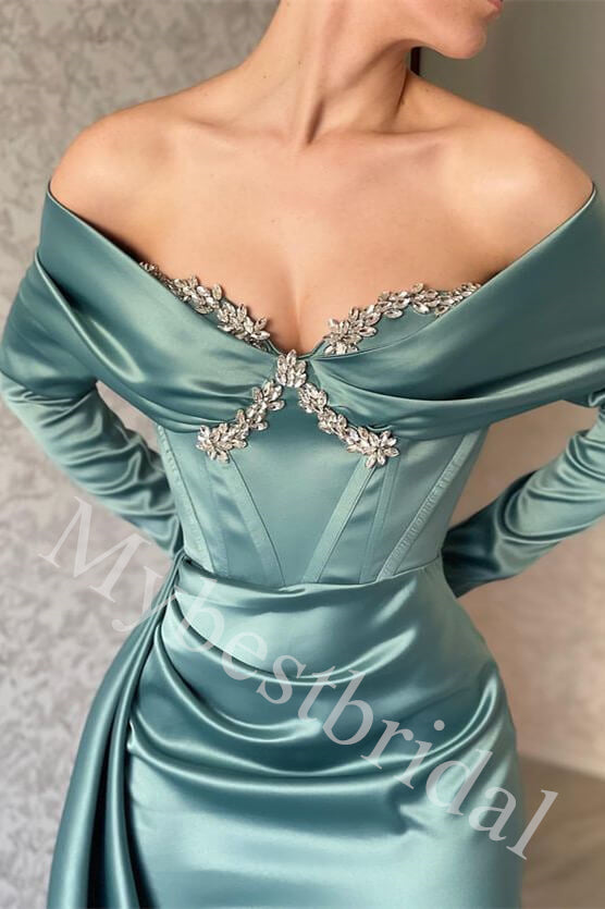 Elegant Off shoulder Long sleeves Mermaid Long Prom Dress,PDS1027