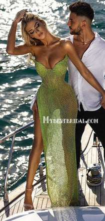 Sexy Sweetheart Mermaid Side Slit Long Prom Dresses, PDS0241