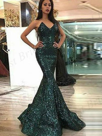 Sweetheart Mermaid Green Long Evening Dresses ,Cheap Prom Dresses,PDY0617