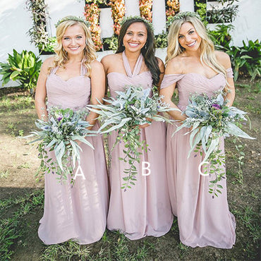 Sweetheart  Pink Chiffon Long Bridesmaid Dress,Cheap Bridesmaid Dresses,WGY0203