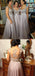 Long formal grey lace elegant a line seen through back floor-length Bridesmaid Dresses, WGY0108