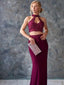 Two piece Beaded Burgundy Long Prom Dresses ,Cheap Prom Dresses,PDY0438