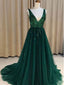 Sexy V-nevk V-back Green Tulle Evening Dresses,Cheap Prom Dresses,PDY0572