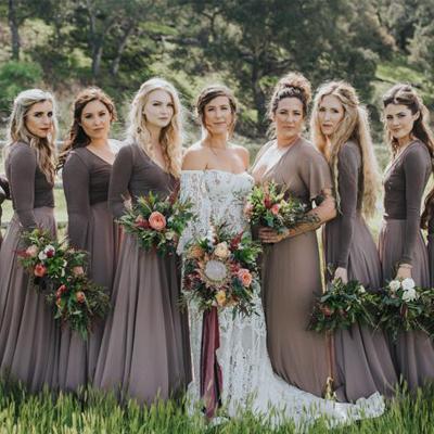 Mismatched A-Line V-Neck Long Lavender Chiffon Cheap Bridesmaid Dresse –  Oktypes