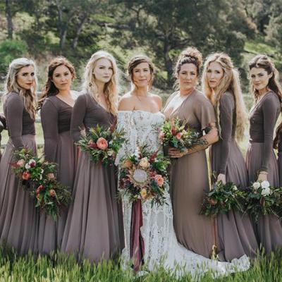 A-line Dark Grey Long Sleeves Bridesmaid Dresses,Cheap Bridesmaid Dres mybestbridal A-line Dark Grey Long Sleeves Bridesmaid Dresses,Cheap Bridesmaid Dres mybestbridal