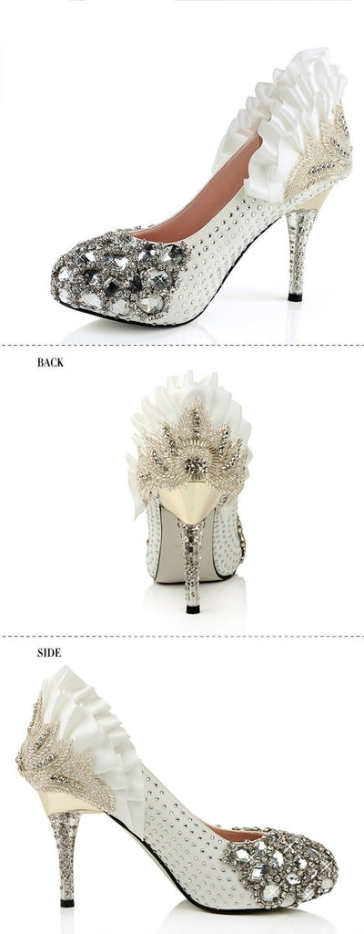 Popular Handmade Rhinestone High Heels Pointed Toe Crystal Wedding Shoes, SY0129