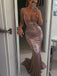 Mermaid Pink V-neck Spaghetti Straps Evening Dresses ,Cheap Prom Dresses,PDY0624