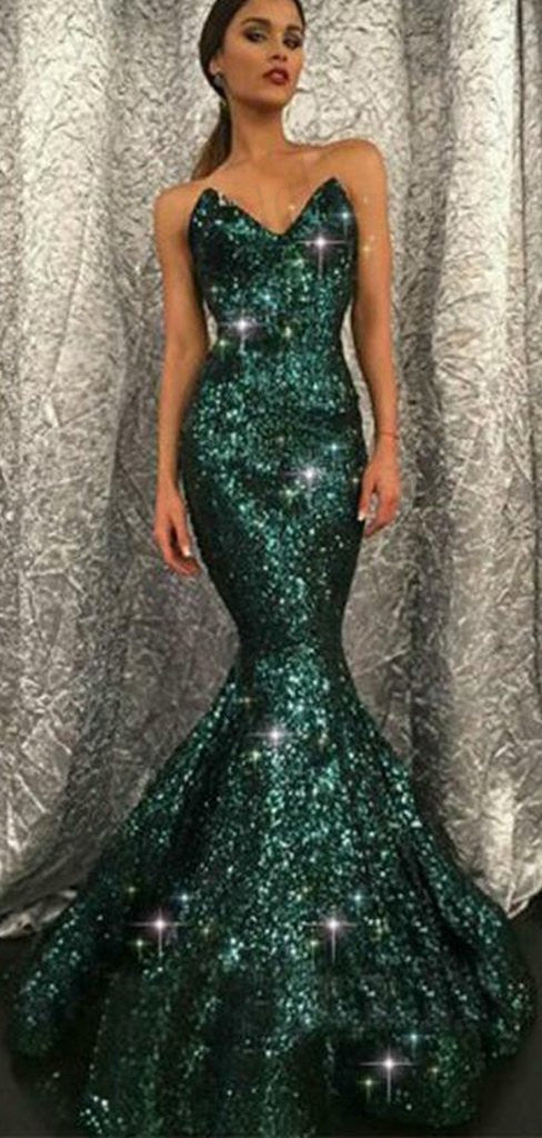 Sweetheart Mermaid Green Long Evening Dresses ,Cheap Prom Dresses,PDY0617