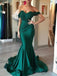 Off Shoulder Emerald Green Mermaid Prom Dresses,Cheap Prom Dresses,PDY0549