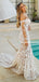 Gorgerous Off-shoulder Mermaid Appliques Lace Simple Wedding Dresses. WDS0094