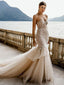 Sweetheart Lace Appliqued Mermaid Long Cheap Wedding Dresses, WDS0044